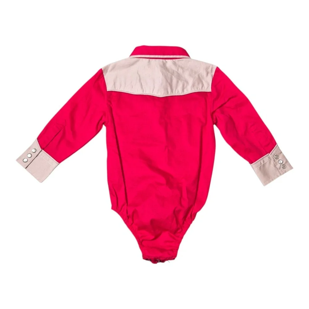 Sherry Cervi Resistol Girls 24M Western Pearl Snap Romper Bodysuit Red NWT